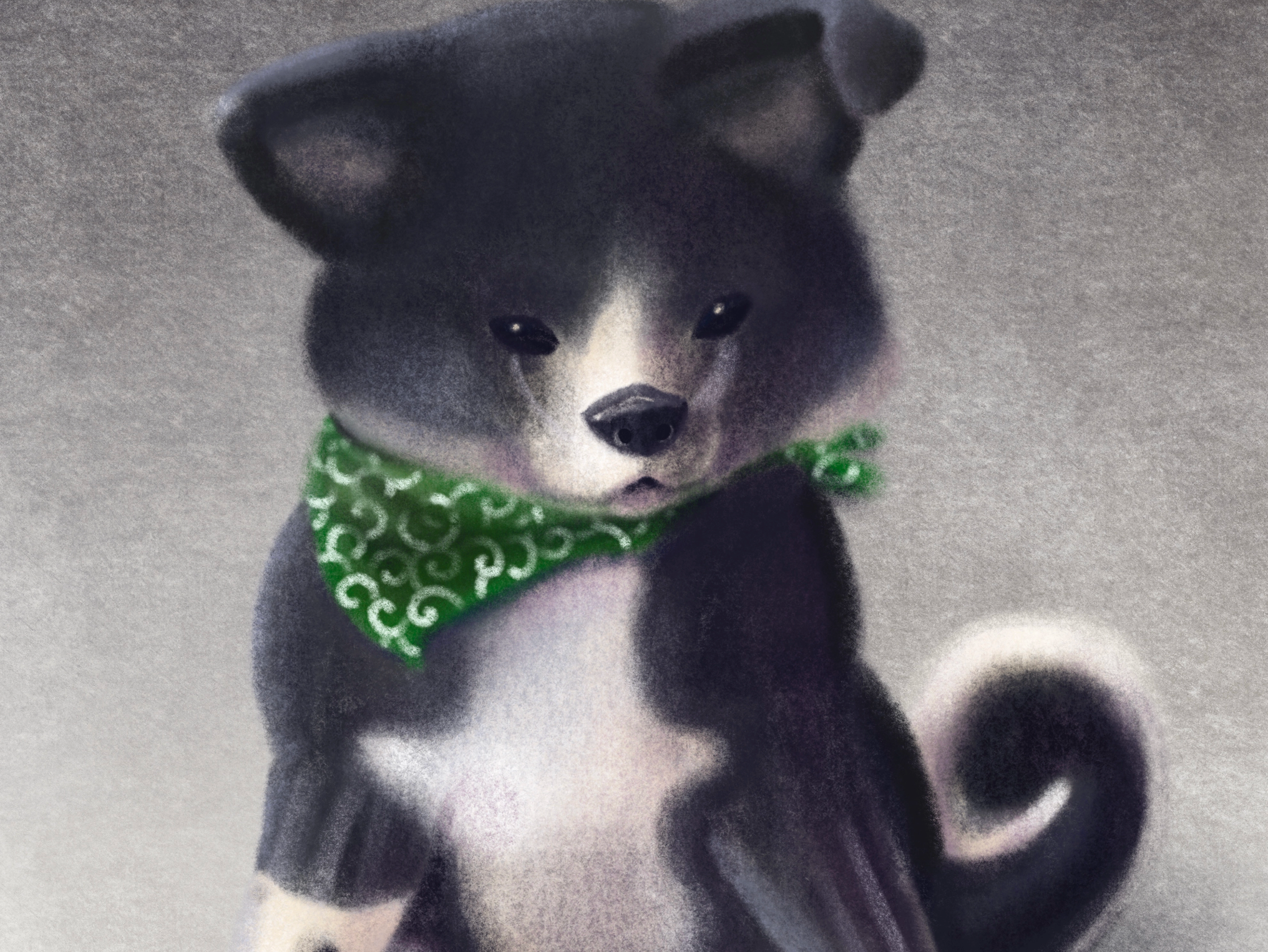 Japanese Akitainu Puppy Illustration akita akitainu breed brindle charcoal cute digital dog dog illustration green husky illustration ipad jaca japanese japanese akita procreate puppy shiba spitz