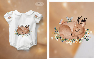 Blossom forest baby animals - kids collection animals baby apparel baby clip art baby illustration baby prints cute deer deer illustration illustration kids kids desigh kids illustration kids prints nursery prints spring prints summer prints
