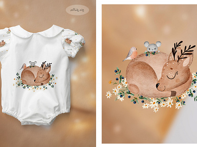 Blossom forest baby animals - kids collection animals baby apparel baby clip art baby illustration baby prints cute deer deer illustration illustration kids kids desigh kids illustration kids prints nursery prints spring prints summer prints