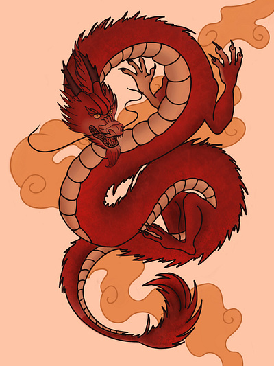 Dragon art character chinese dragon design dragon illustration red
