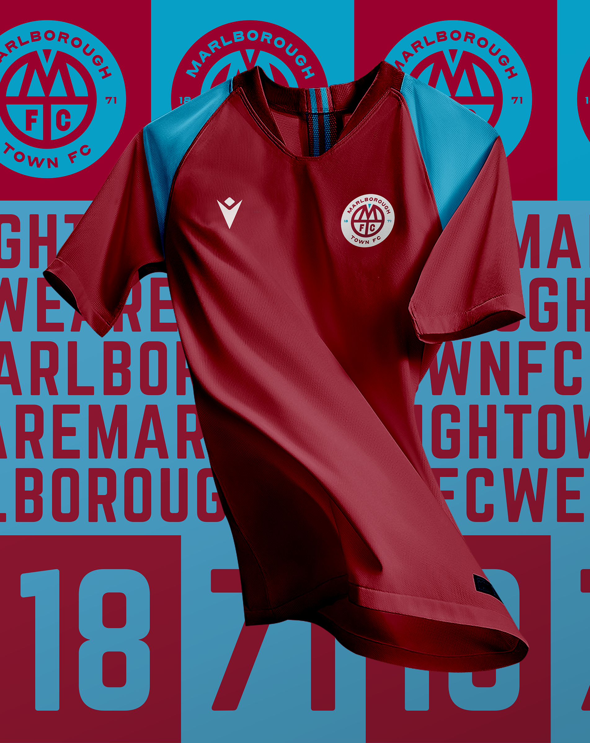 Marlborough Town FC - Shirt branding design football branding football shirt graphic design logo shirt design soccer branding soccer shirt sports badge sports branding sports shirt