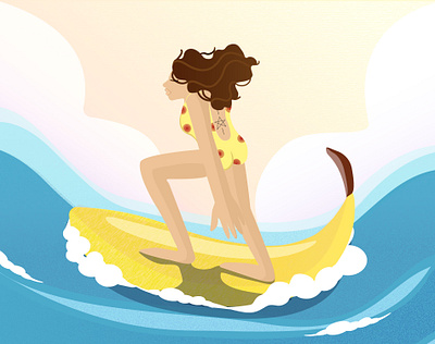 Surfing character color illustration vector