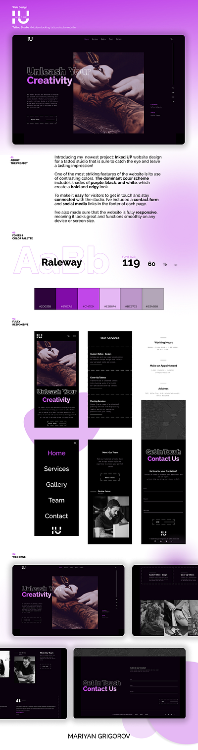 INKED UP- Tattoo Website Design ui uiux web design website