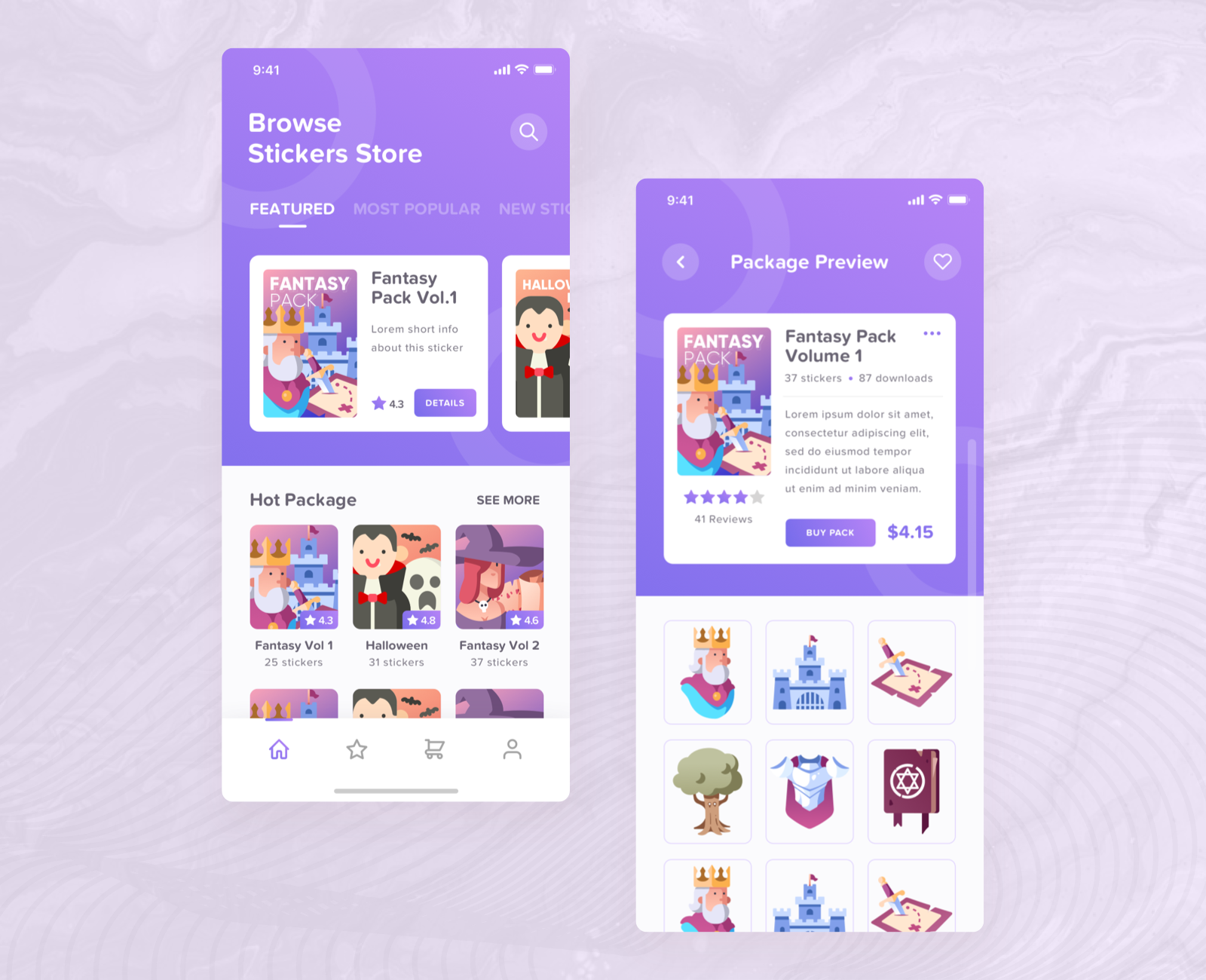 Brand New Mobile App Screen Designs For 'Stickers Store' animation app app design brand style guideline design branding design home page design landing page design logo mobile app design problem solving product design ui ui designer uiuxdesign user experience design user interface design uxdesigner vector visual design