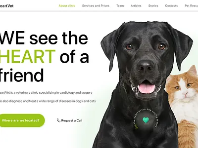 Website for the veterinary clinic animals cardiology cats clinic design diagnosis dogs health heart landingpage medicine pets surgery treatment vet clinic veterinary veterinary doctor webdesign