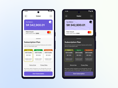Subscription Plan branding design fintech illustration landing design logo minimal mobile app design mobile ui mobile ui design subscription subscription plan ui wallet screen