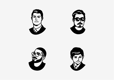 Design team portraits black and white meet team portrait vector website