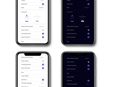 Opera Mini Settings Ui replications app design landing page ui ux