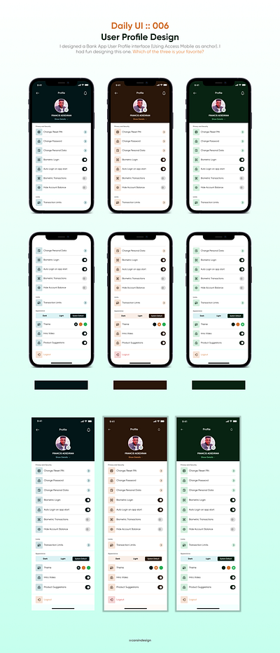 User Profile Ui Design app design landing page ui ux