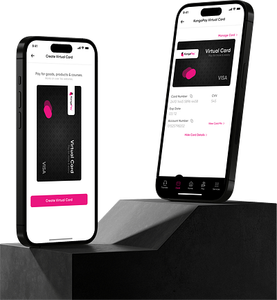 KongaPay Virtual Card Page design app design landing page ui ux