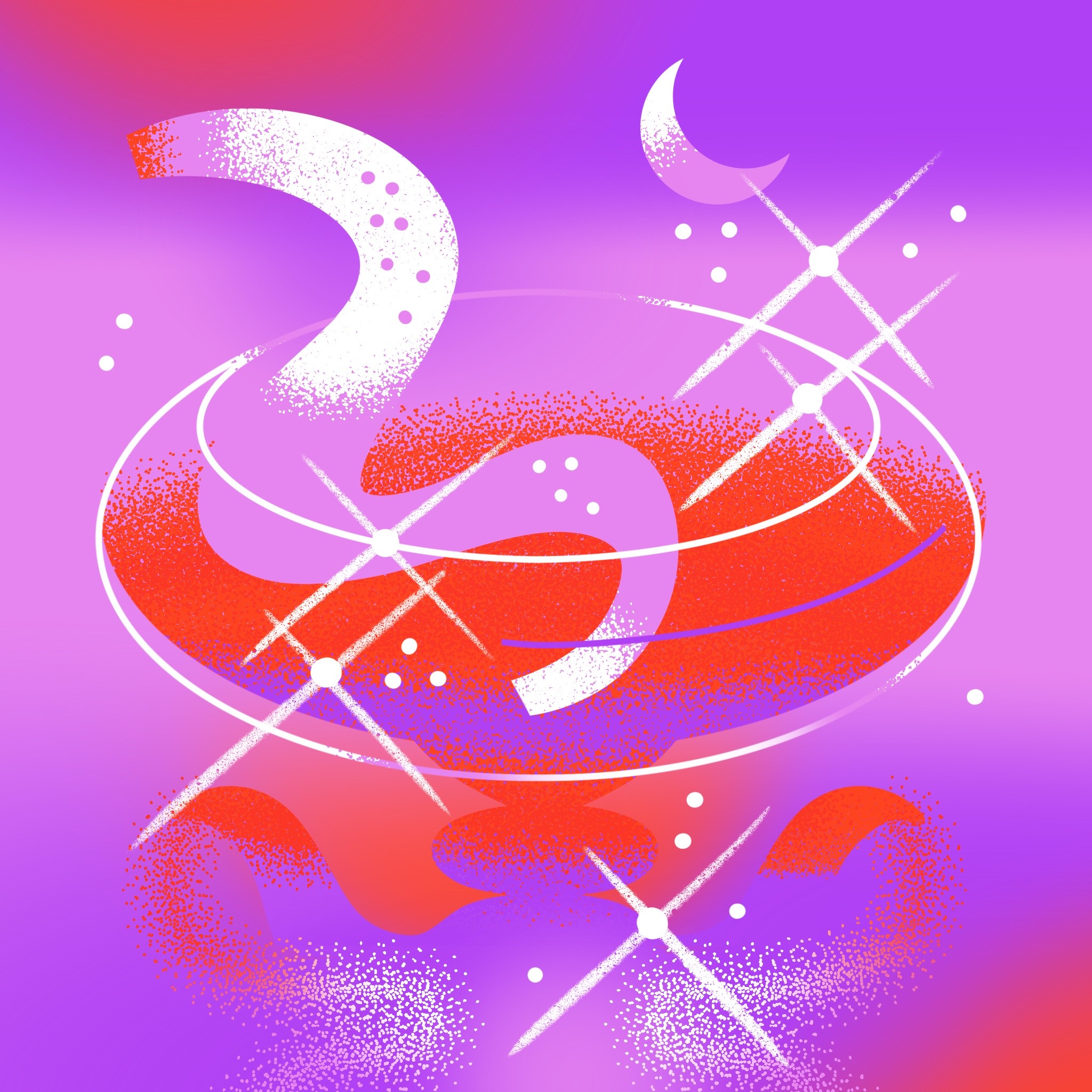 Negroni O'Clock campari cocktail coupe glass drawing happy hour illustration jordan kay limited color negroni noise purple red sparkles stippling texture