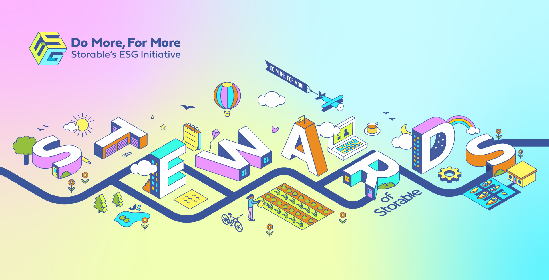 Storable's ESG Initiative - Isometric Illustration branding corporate design diversity esg graphic design identity illustration inclusion isometric storage