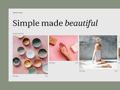 Alabaster minimal organic shop web design