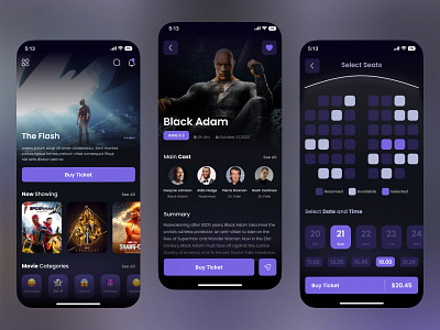 Cinema Mobile App Design app cinema design graphic design mobile app mobile app design product design ticket ui ux