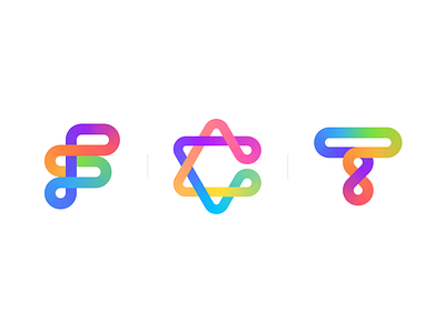 Loops and Rainbows abstract alphabet brand branding connection design flow gradient letterc letterf lettert logo logodesign loops mark movement rainbow simple star symbol
