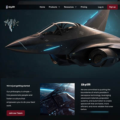 Home Page Design for Futuristic Aerospace Startup Skylift aerospace branding f figma futuristic logo realistic startup typography ui uidesign ux uxdesign vector webdesign