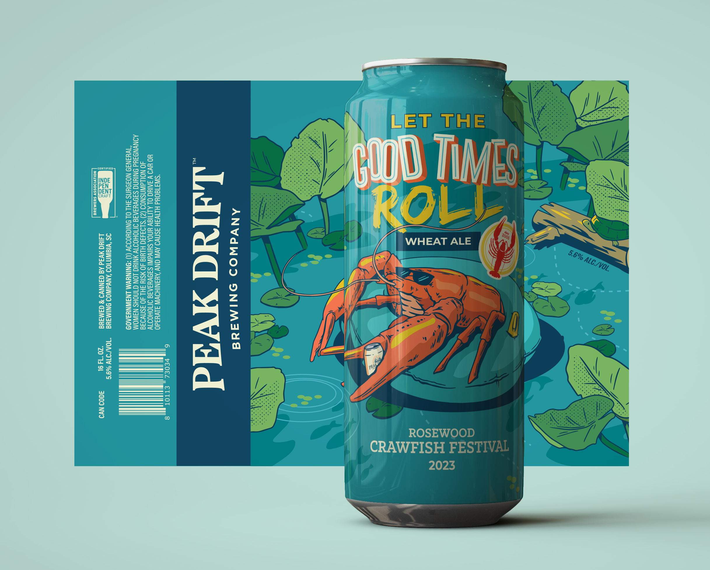 Peak Drift / Crawfish Festival Can Design beer can columbia crawfish design label peak drift south carolina