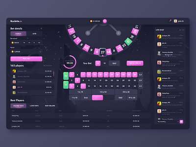 Roulette.io. Roulette game bets betting bitcoin blockchain casino categories chat crash cryptocurrency design gambling game graphic design interface logo product design roulette space ui uiux