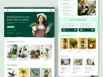 plant selling e-commerce website design design ecommerce graphic design landing page plant website shopify typography ui ux web design