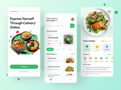 Resip - Cooking Mobile App card categories clean cooking design flat food menu onboarding recipe tutorial ui ui mobile user interface ux