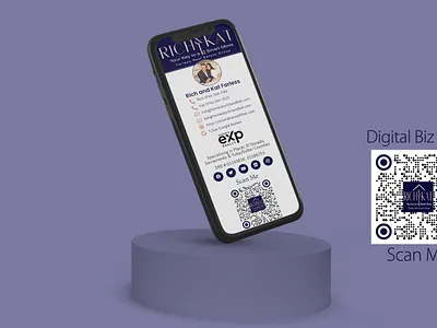 design clickable digital business card biz card with qr code branding buness card business card design clickable card design digital business card digital card graphic design illustration logo qr code ui vector