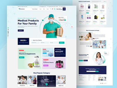 Pharmacy Website Landing Page - Medicine, Pharmaceutical biological biotech biotechnology drag mart health care health website healthcare laboratory landing page medi shop medical medicine medtech online drug store pharmaceutical pharmacy pills startup webdesign website design