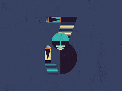 Number 3 - 36 Days of Type 36 days of type 36days 3 36daysoftype art deco art nouveau branding design graphic design illustration koloman moser lettering number3 numerals typographic illustration typography vienna secession