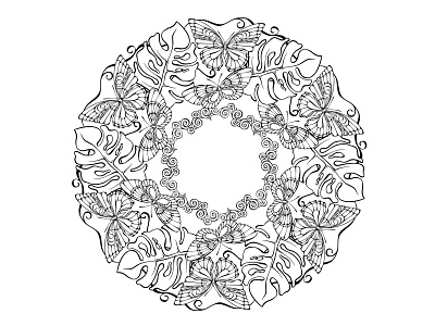 Mandala from the set “Little Cozy Town” Coloring pages. Vector. little cozy town