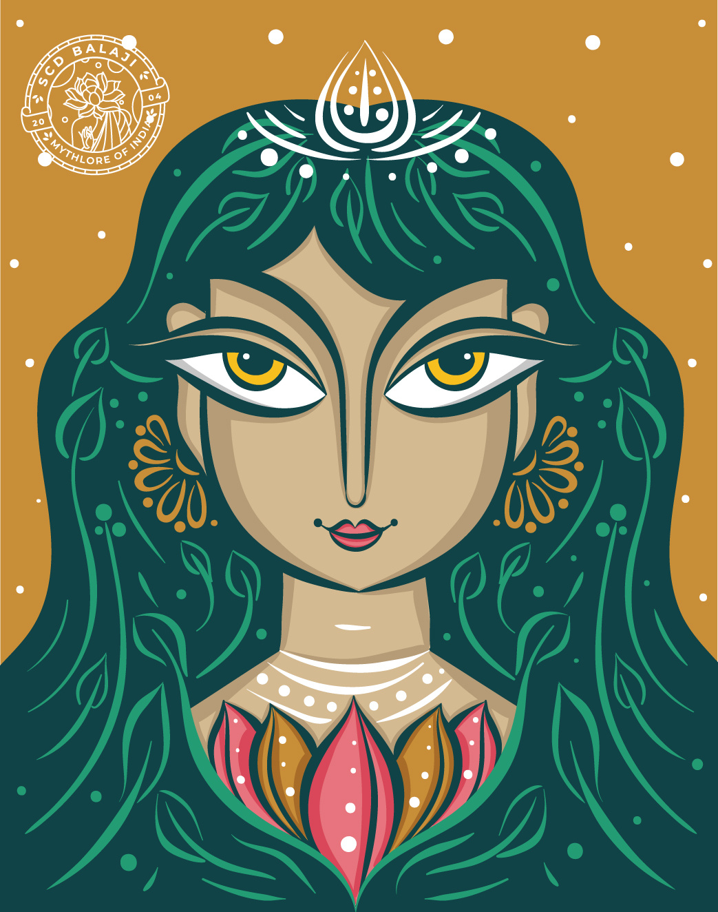 Aranyani - The Goddess of Forest adobe illustrator aranyani bengal folk art bengal pattachitra blob brush character design fairytale folklore goddess hindu india indian art indian folk art indian illustrator indian women mythology neo bengal folk art scd balaji vector illustration