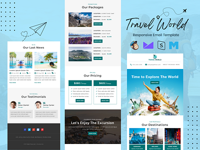 Travel World – Responsive Email Template email room booking template travel world