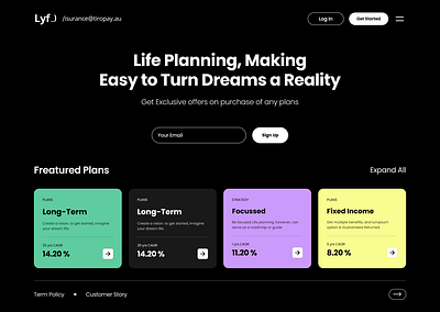 Lyf_) Investment Services blocks cards cleandesign cleanlayout darkmode experience investement ui