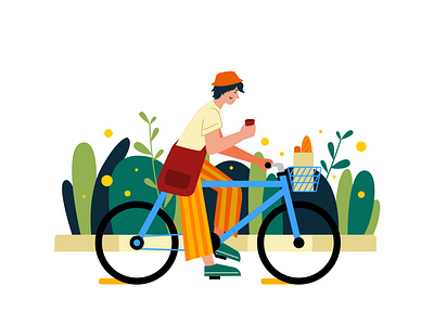 Walk, ride bicycle, reduce fuel, take care of the earth! app illustration climate action go green illustration sustainable living vector graphic vector illustration