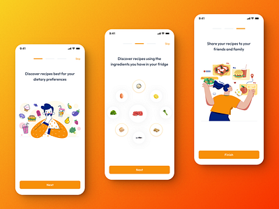Recipe-Share App Onboarding customize food eye catchy food app onboarding screen recipe sharing app ui uiux user interface