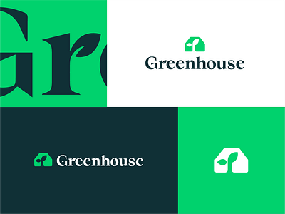 Greenhouse Logo Concept brand garden green grow house leaf logo plant type vine