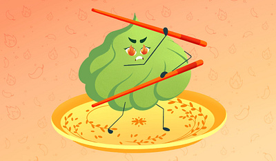 Wasabi character for board game. Spicy side angry board game bright character design childrens book cute design fight food illustration kids photoshop spicy sweet table game wasabi yogurt