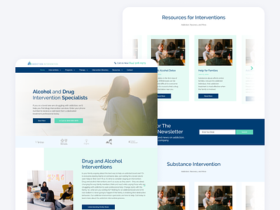 Addiction Intervention: Landing Page / Home Page UI addiction banner color design intervention menu recovery therapy ui ux webpage website