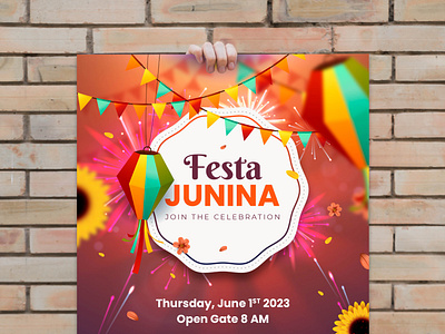 Happy Festa Junina! brazil festa junina festival june marketing mockup poster realistic template