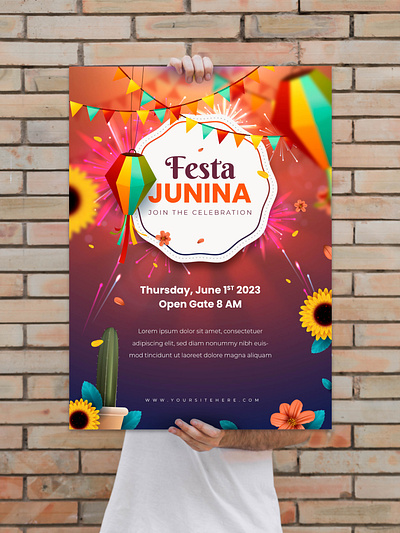 Happy Festa Junina! brazil festa junina festival june marketing mockup poster realistic template
