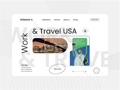 Landing Airboe | Work & Travel USA branding clean design dashboard figma illustrator info graphic landing minimalist modern typography ui user interface ux website
