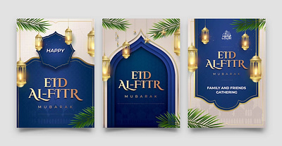 Eid Al Fitr cards set arabic cards eid eid al fitr eid mubarak festival idul fitri islam islamic mockup mubarak poster template tropical