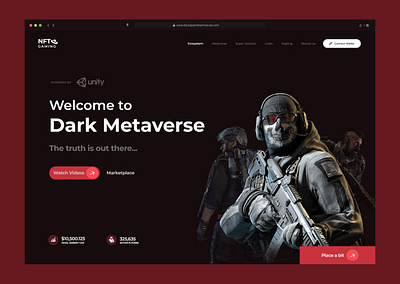Dark Metaverse - NFT Landing Page 3d adobexd animation branding design figma graphic design landingpage motion graphics nft ui