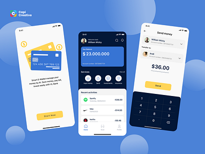 Ewallet - Mobile App Ui Concept app app design bank banking capi creative design designer e wallet ewallet finance graphic design home mobile mobile app onboard screen send money ui ui design