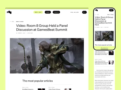 Room 8 Group | Article 🍋 adaptive article blog clean corporate website desktop gray mobile responsive typography ui web yellow