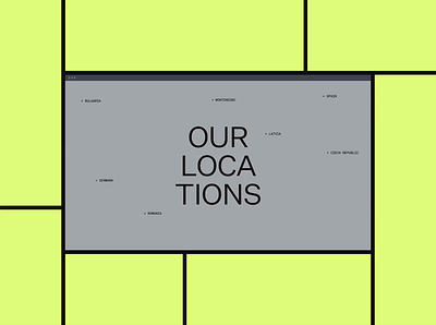 Room 8 Group | Locations animations 🍋 animation big clean contrast desktop gray typography ui web web design yellow