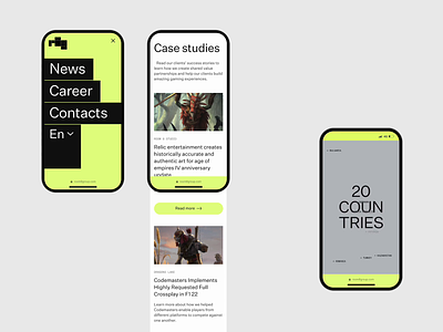 Room 8 Group | Mobile 🍋 animation article blog clean contrast creative gray mobile typography ui ux web design yellow