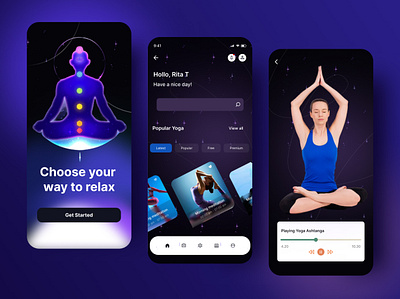 Yoga app design app app design clean design exercise fitness meditation meditation app mental health mobile mobile app relax ui ux ux design yoga yoga app yoga app design yoga pose zen