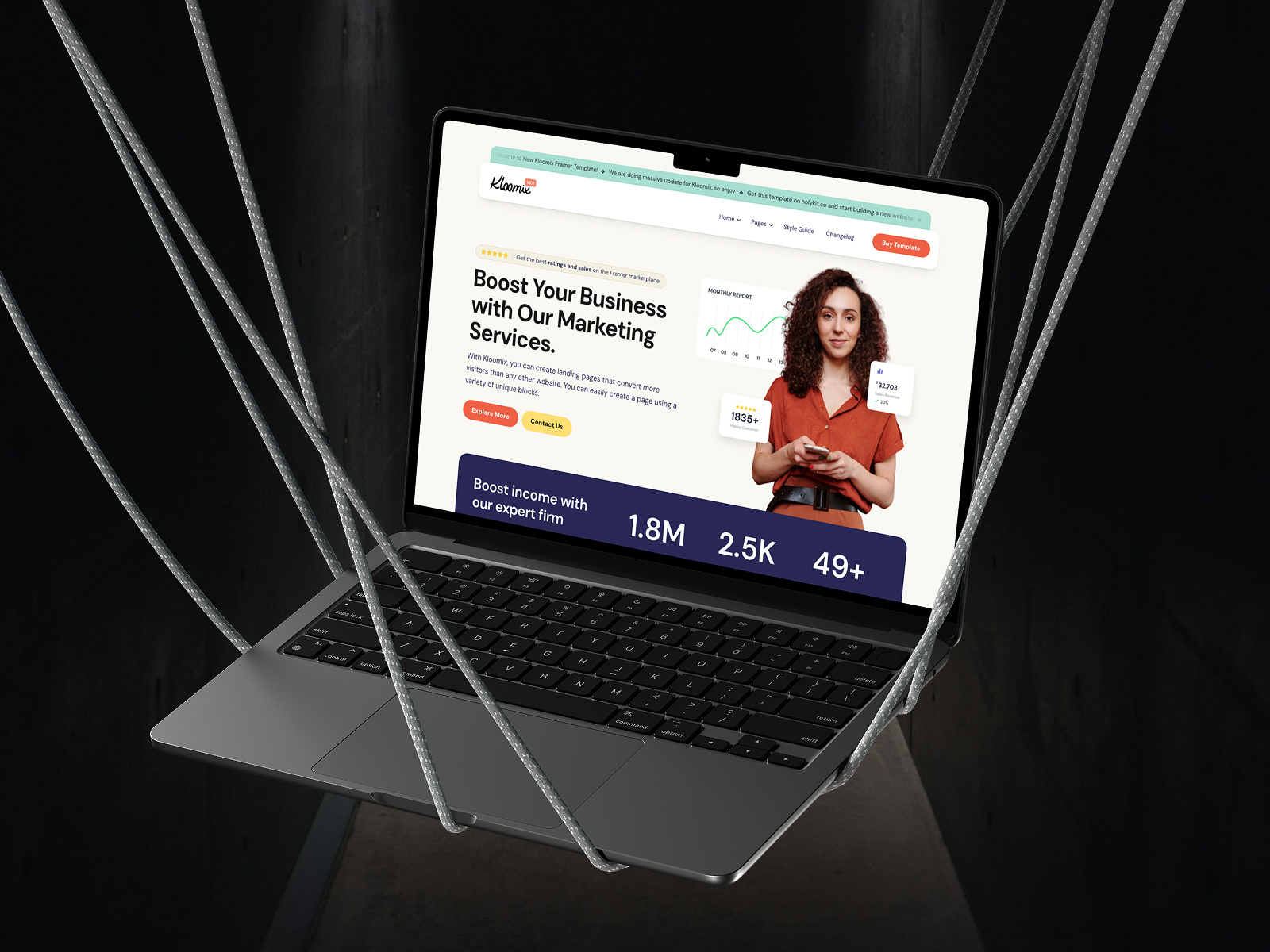 Kloomix - Framer Base Template for Landing Page framer landing page saas template kit web design