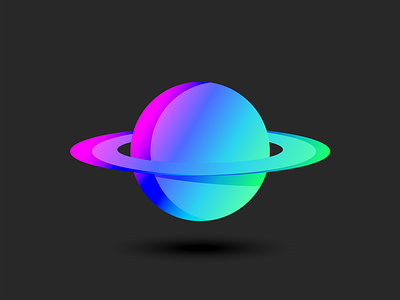 The fantasy planet bright colours cosmic logo discovery exoplanet explore fantastic fantasy planet futuristic world illustration planet logo rings system saturn sci-fi space illustration space logo vibrant gradient