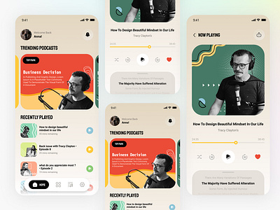 Podcast App Concept app app design live streming minimal mobile mobile app musi app music player player podcast podcasting podcasts product spotify streming app ui