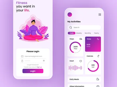 Fitness Mobile App design app branding design fitness app design graphic design illustration logo mobile app design ui vector